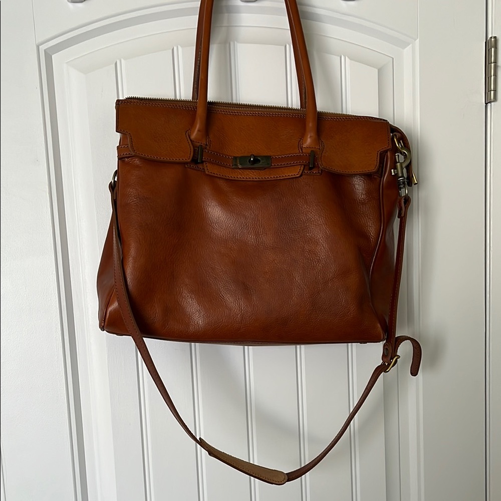 Brown Italian Leather Tote Bag/Laptop bag